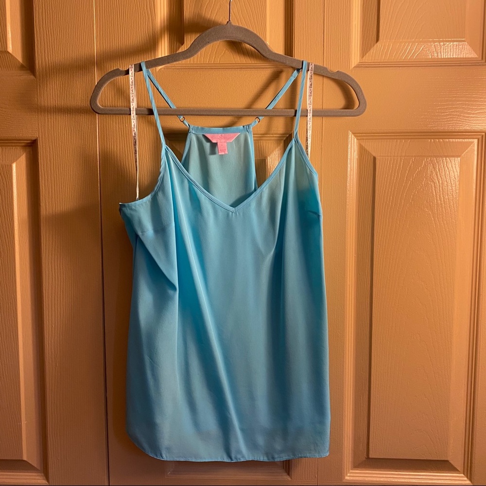 Lilly Pulitzer Light Blue Silk Dusk Tank